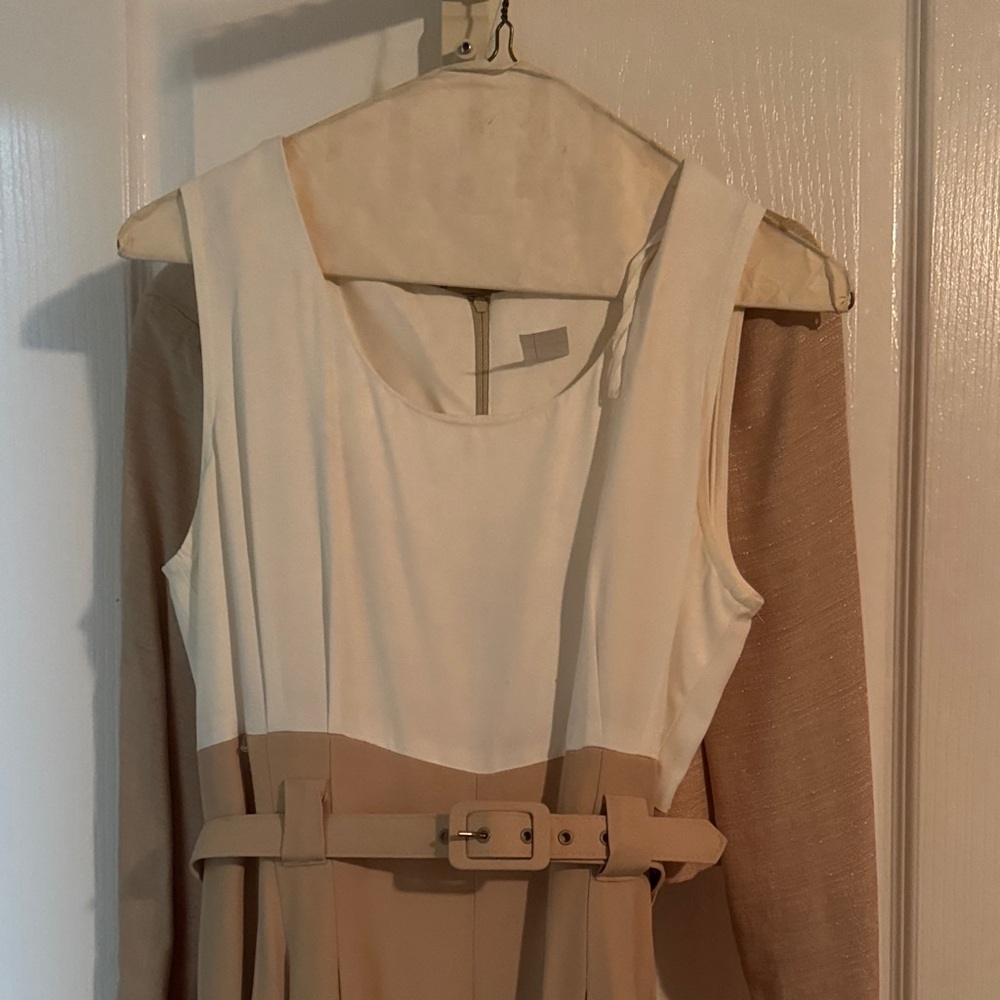 Chic Cream and Tan Belted jumpsuit